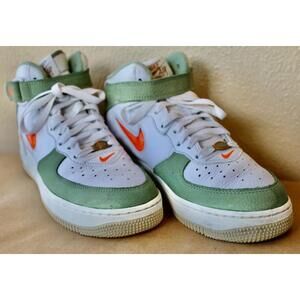 Size 7 - Nike Air Force 1 QS Mid Oil Green Orange Mens